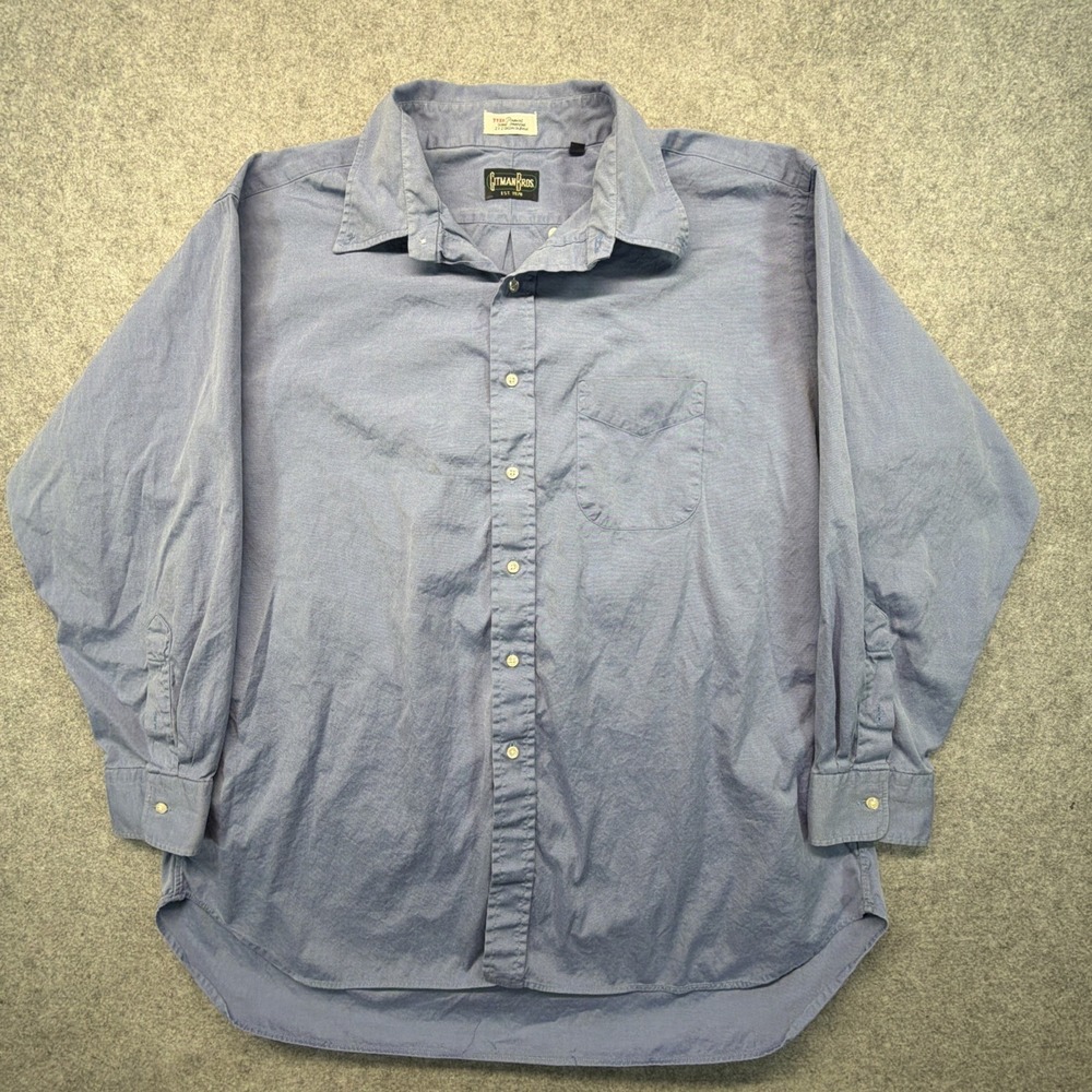 Gitman Bros Men's Blue TTX Pinpoint Finest Imported 2x2 Cotton Oxford 18‎ 34